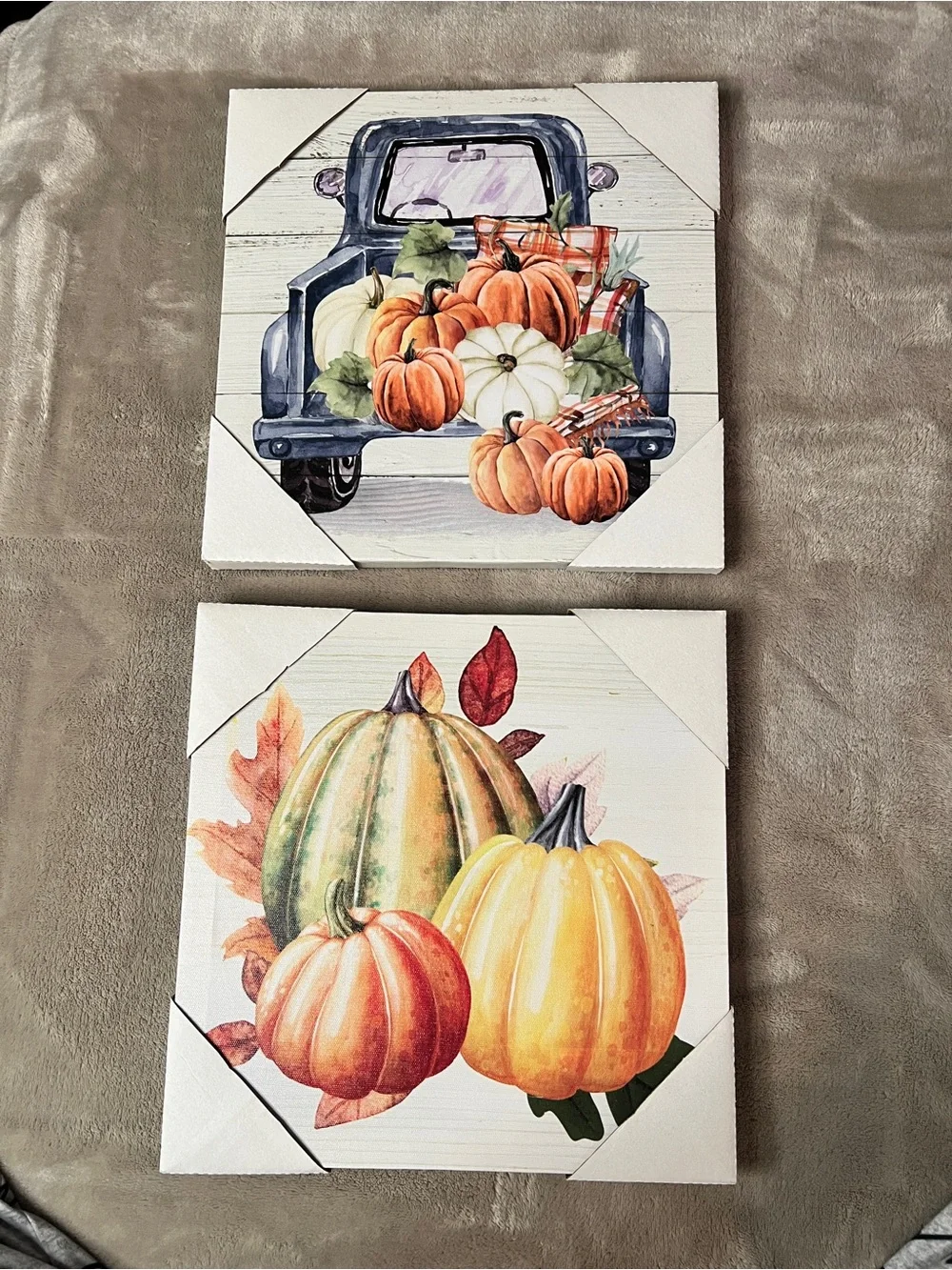 Autumn Pumpkin Truck Wall Art Set - Orange & Green